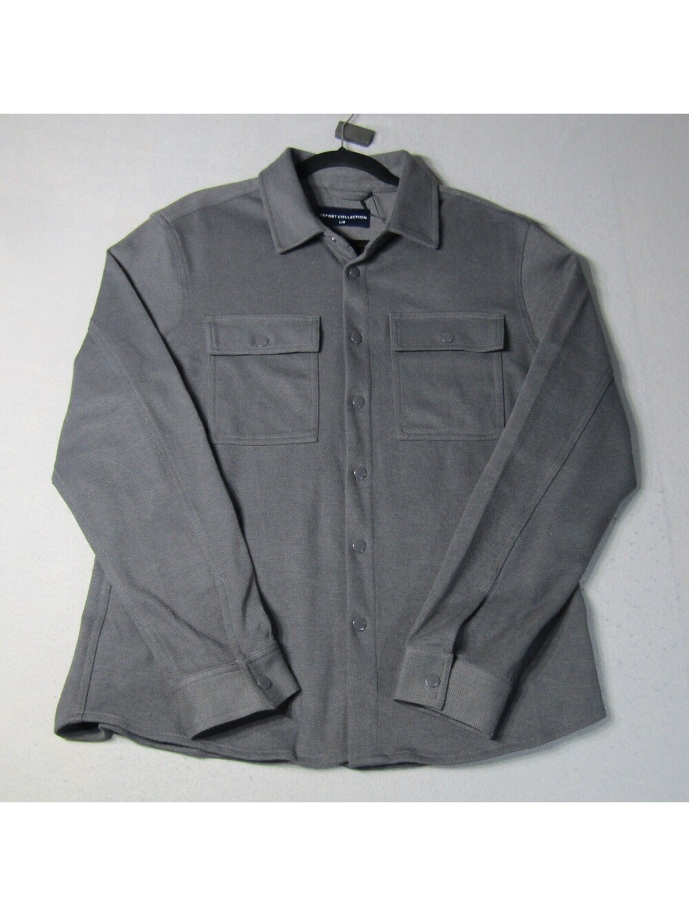 NWT Report Collection LS Twill Woven Overshirt Men's L Charcoal